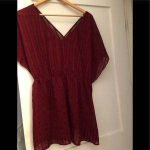 Torrid red wine baby doll top, chiffon size 1 / 16